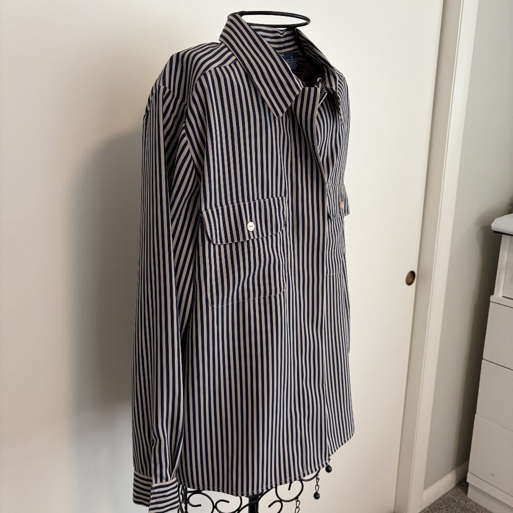 Preston&York Womens Dressy Button Down Blue Blouse Sz 12 in Excellent Condition